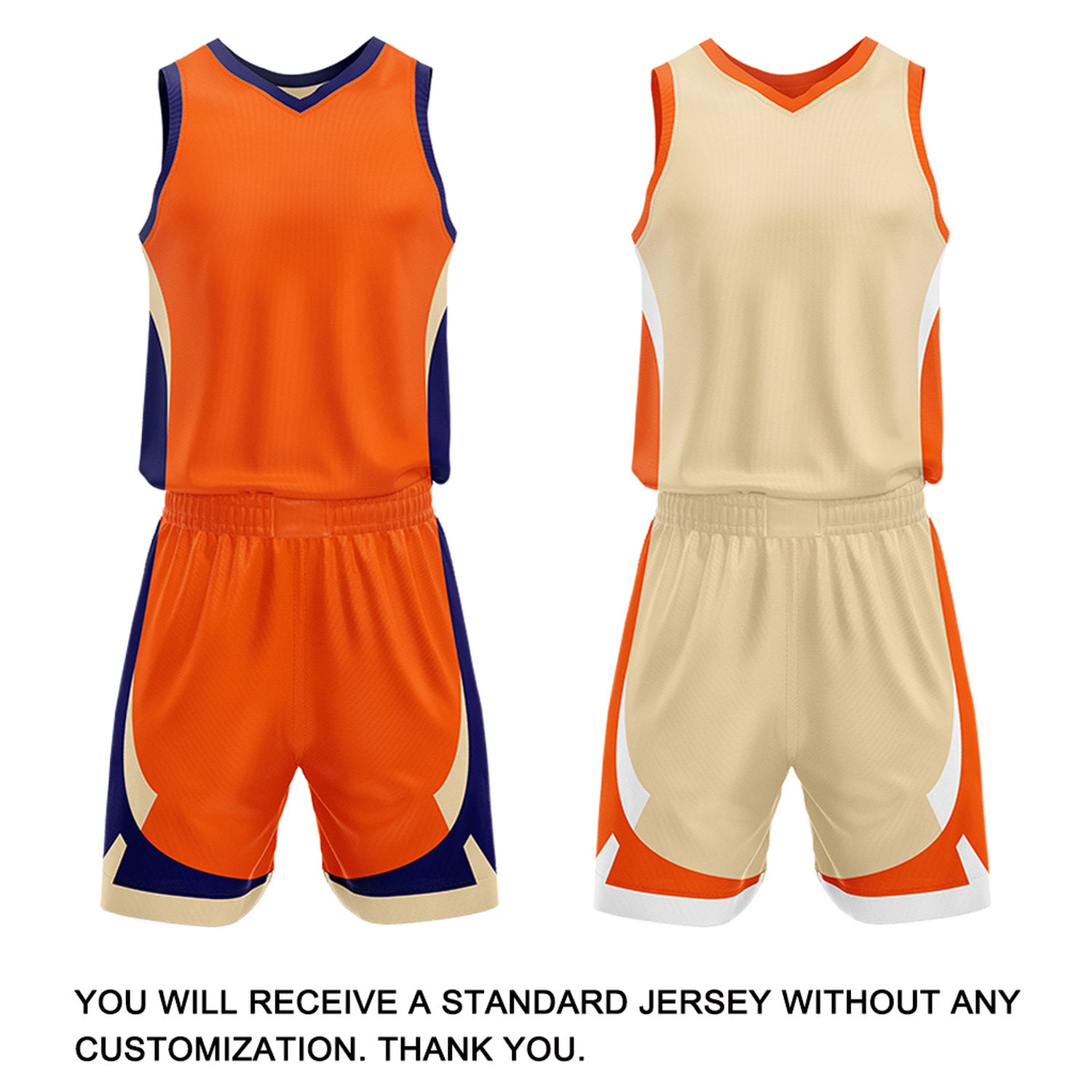 Custom Orange Cream Reversible Basketball Jersey Set | Personalized Name Number Mesh Sports Uniform