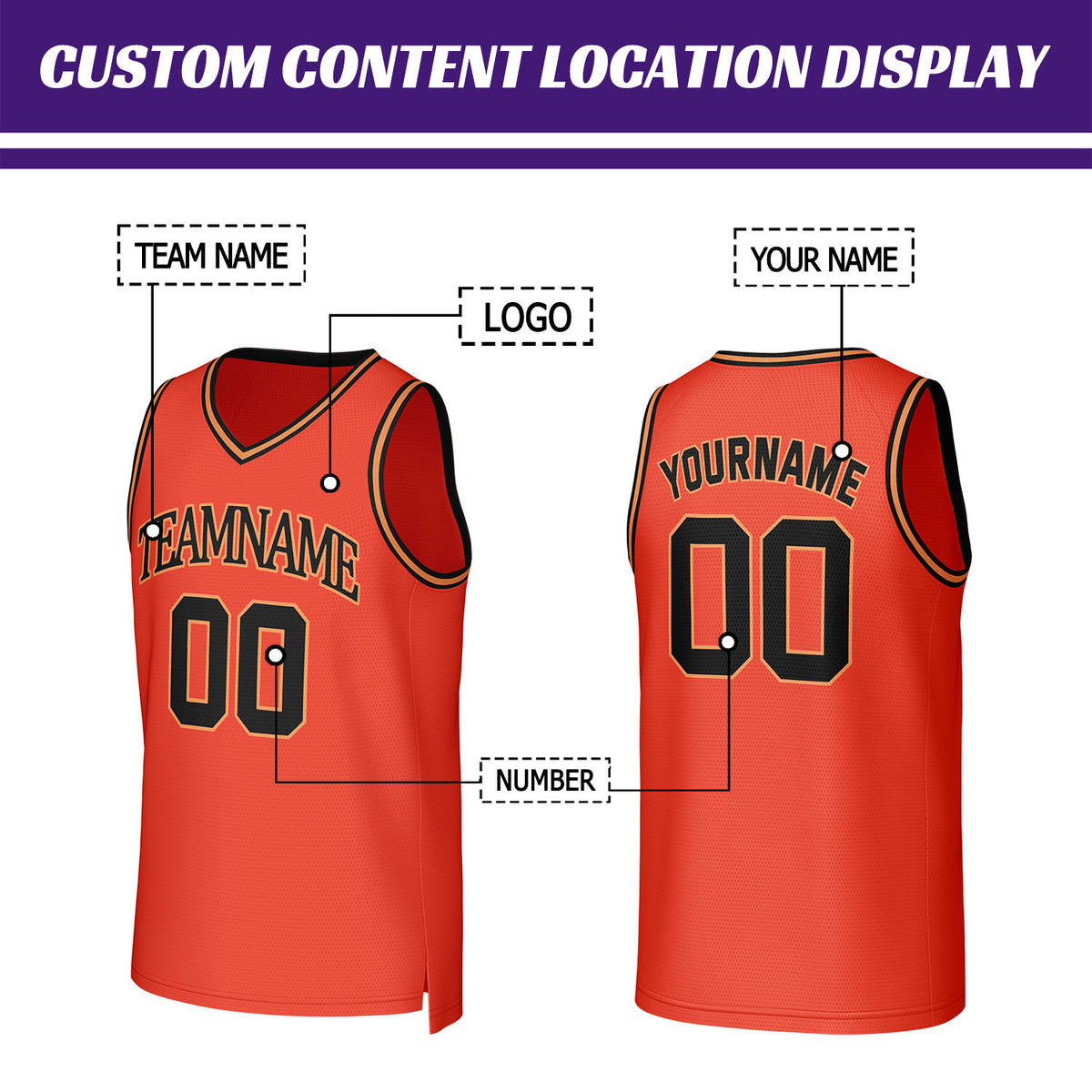 Custom Orange & Gold Basketball Jersey | Personalized Name & Number Team Uniform