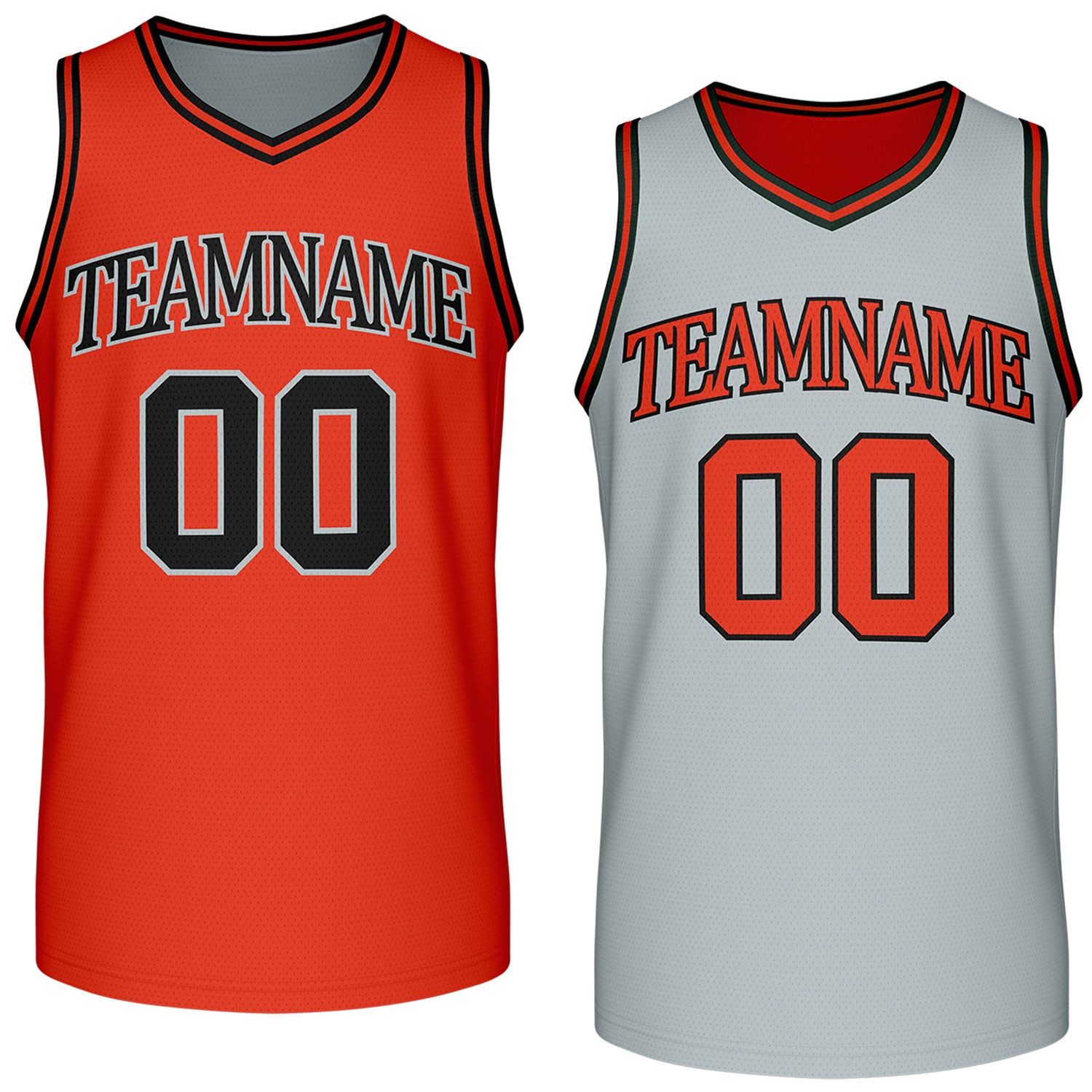 Custom reversible retro orange & gray basketball jersey, personalized team name & number, 2-in-1 sleeveless uniform for men women youth adult game practice - Vosoli