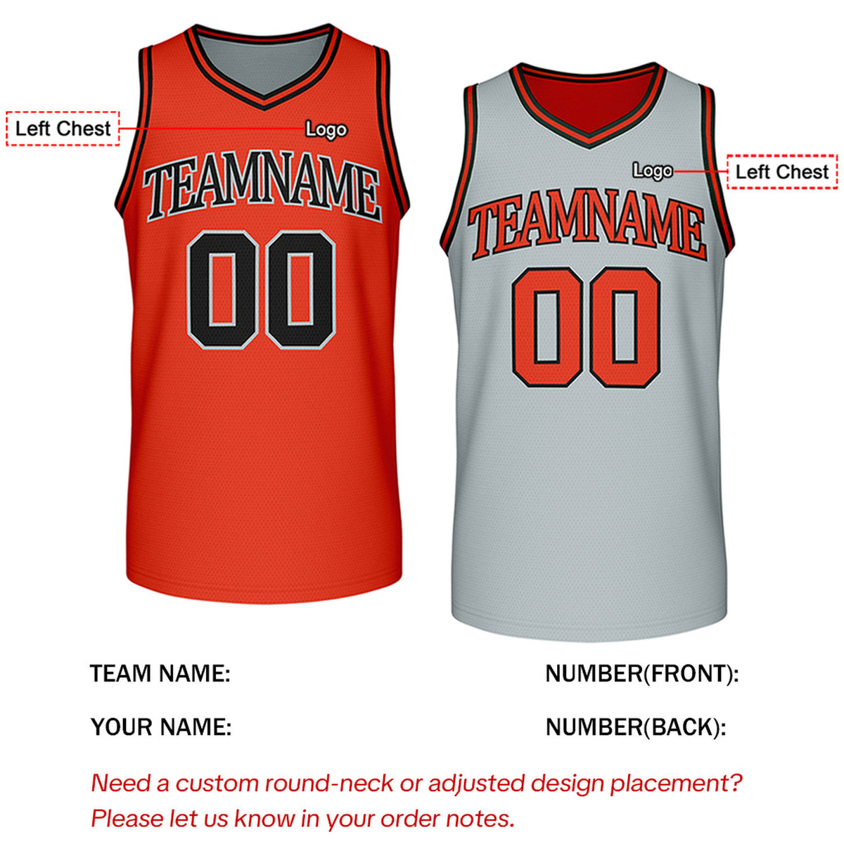 Custom Retro Orange & Gray Reversible Basketball Jersey | Personalized Team Jersey | Vosoli