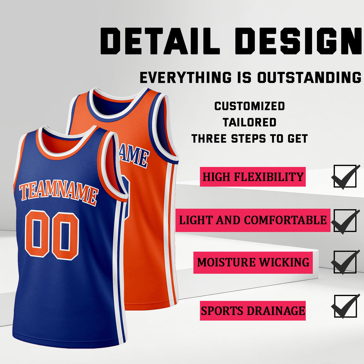 Custom Orange & Navy Reversible Basketball Jersey Shorts Set | Personalized Full Team Uniform