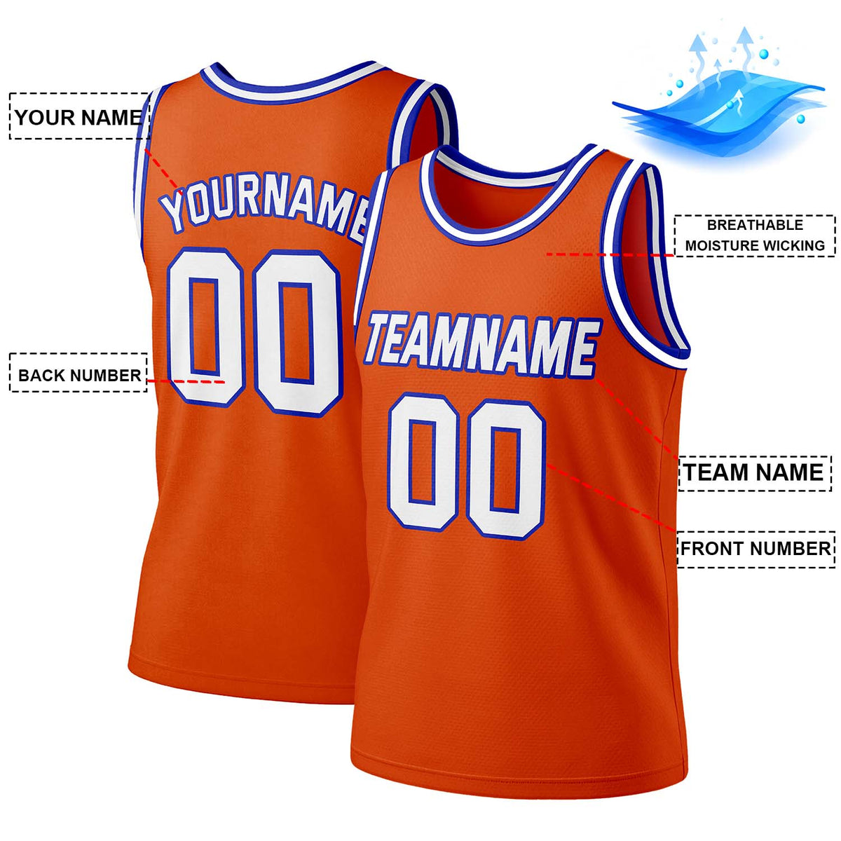 Custom Orange & White Mesh Basketball Jersey | Personalized Team Uniform