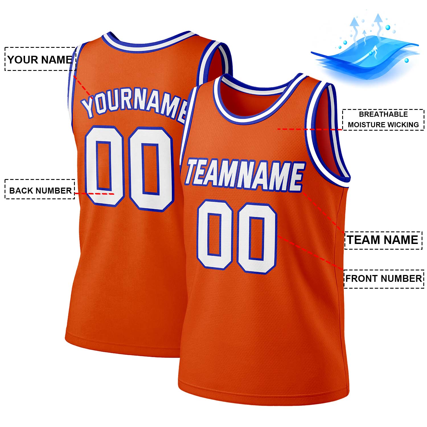 Custom Orange & White Mesh Basketball Jersey | Personalized Team Uniform
