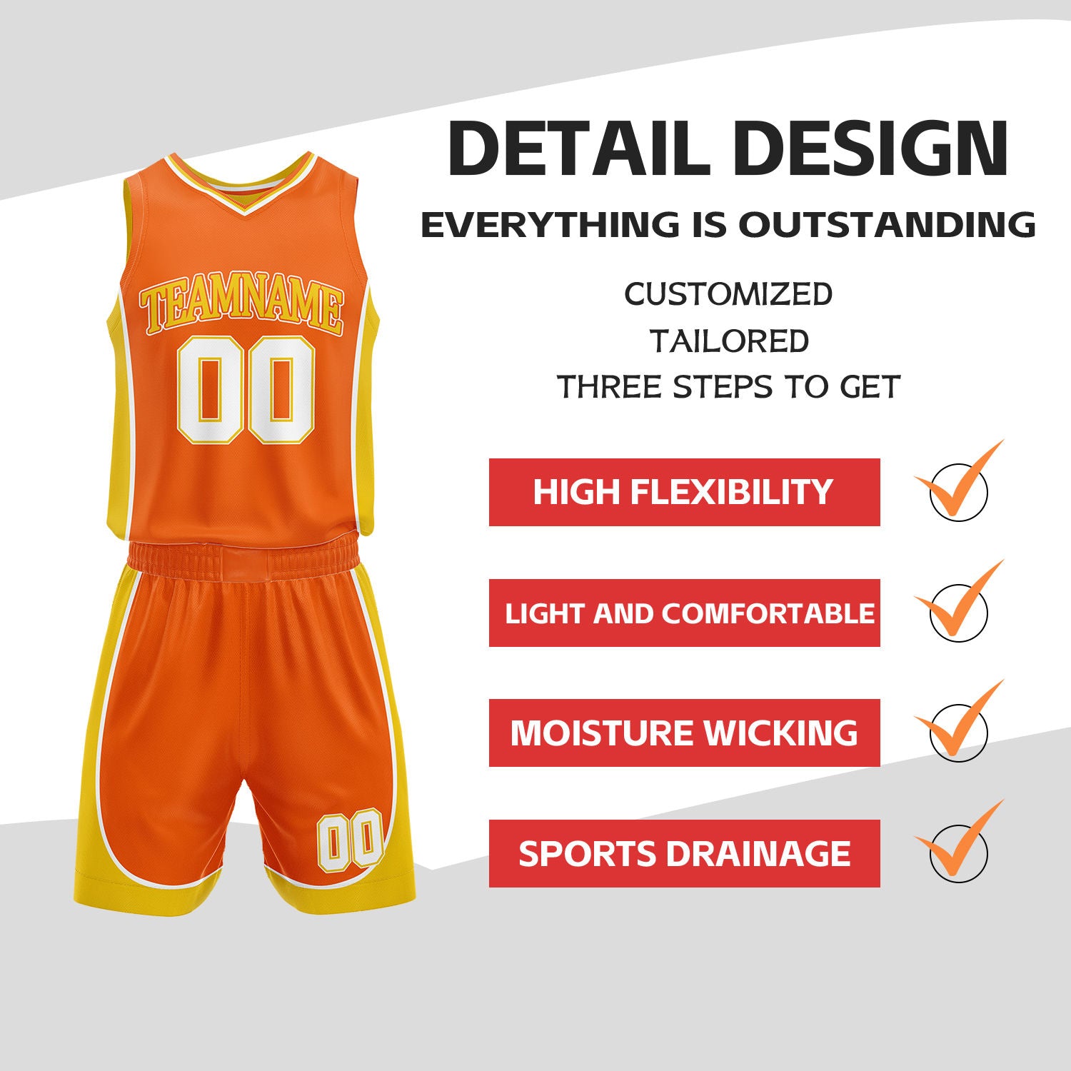 Custom Orange & Yellow Reversible Basketball Uniform Set | Personalized Name Number Sports Jersey Shorts Kit