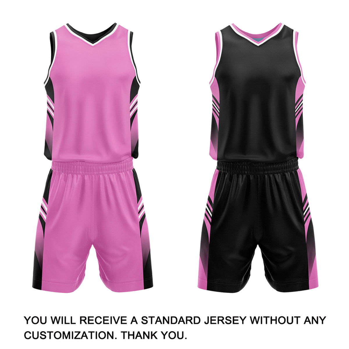 Custom Pink & Black Reversible Basketball Uniform Set | Personalized Team Jersey Kit