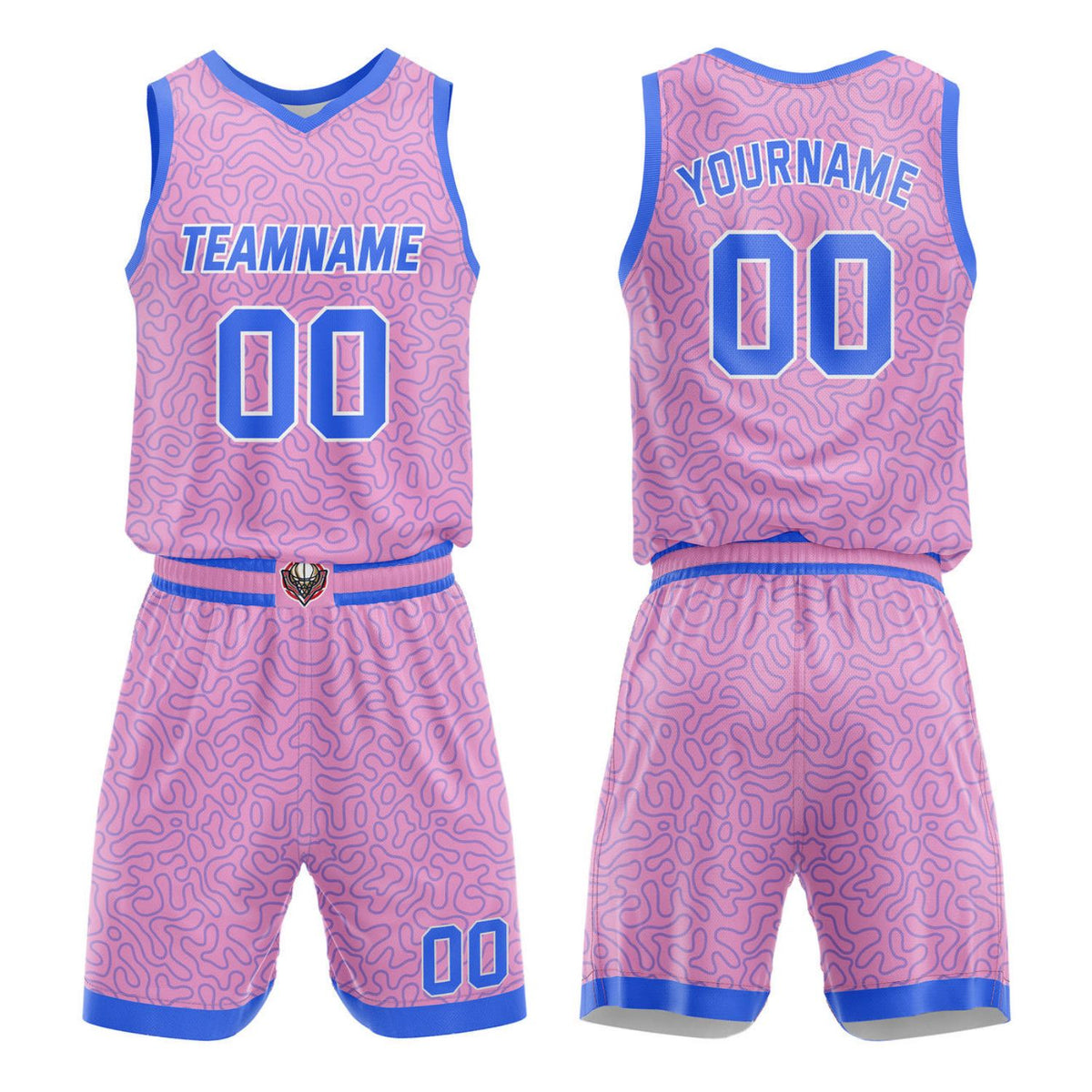 Custom Pink &amp; Blue Basketball Uniform | Personalized Team Kit - Vosoli