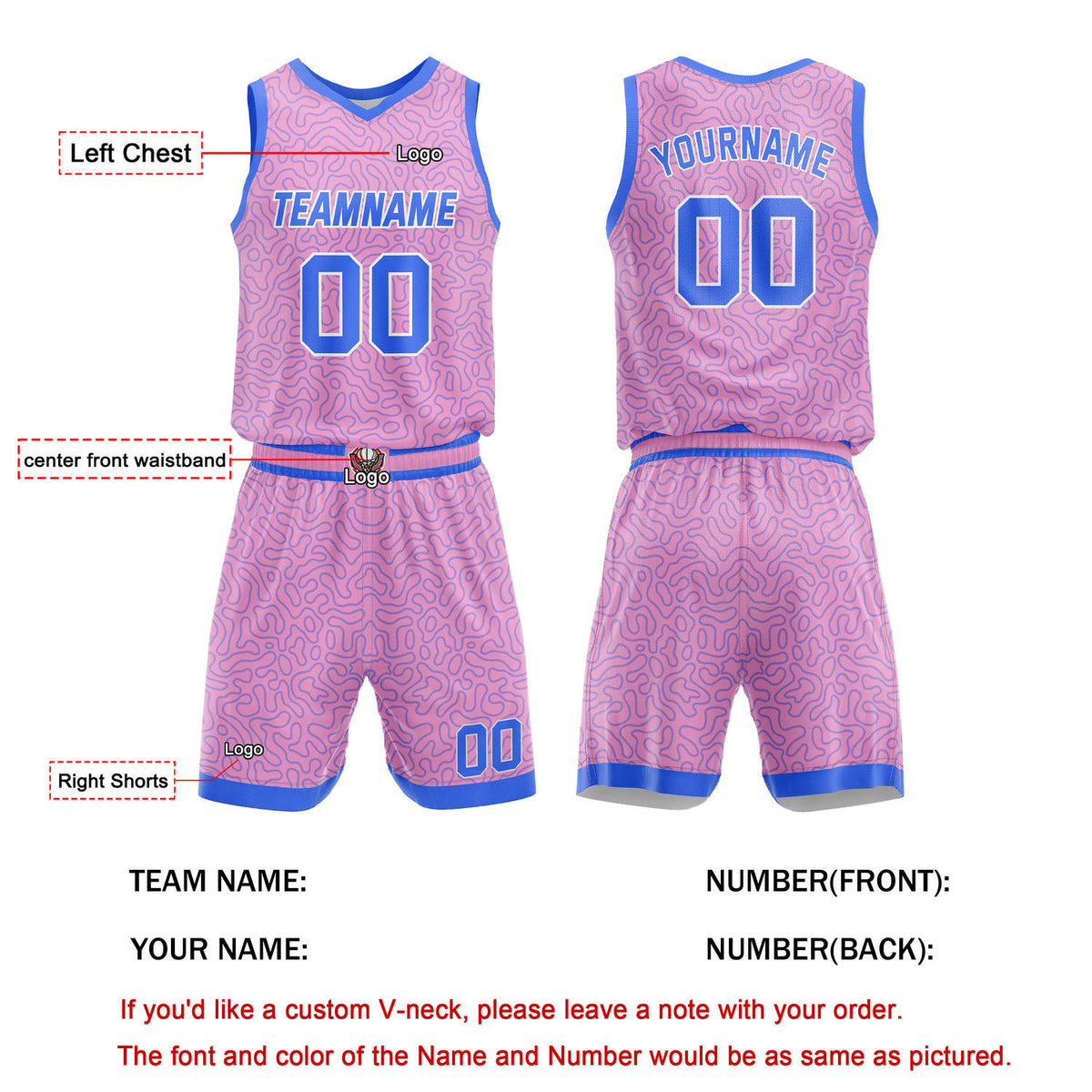 Custom Pink & Blue Basketball Uniform | Personalized Team Kit - Vosoli