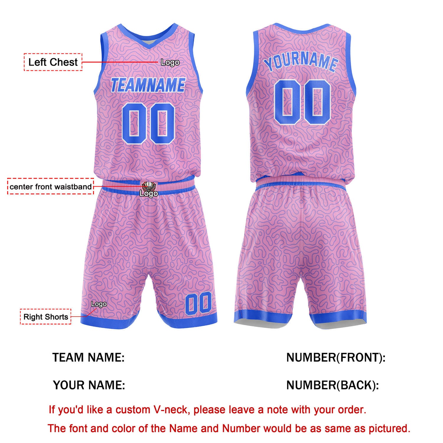 Custom Pink & Blue Basketball Uniform | Personalized Team Kit - Vosoli