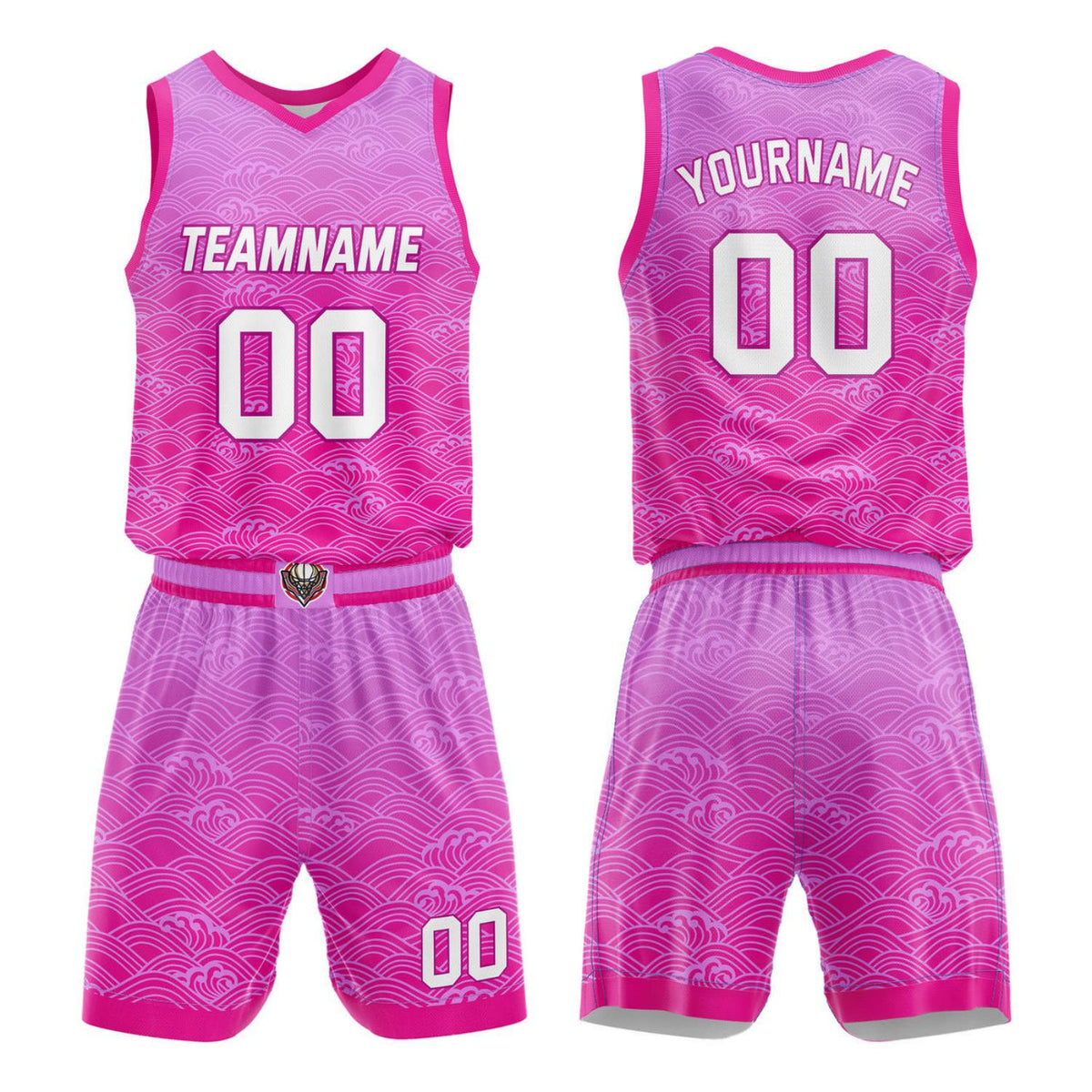 Custom Pink Gradient Wave Basketball Uniform | Personalized Team Kit - Vosoli
