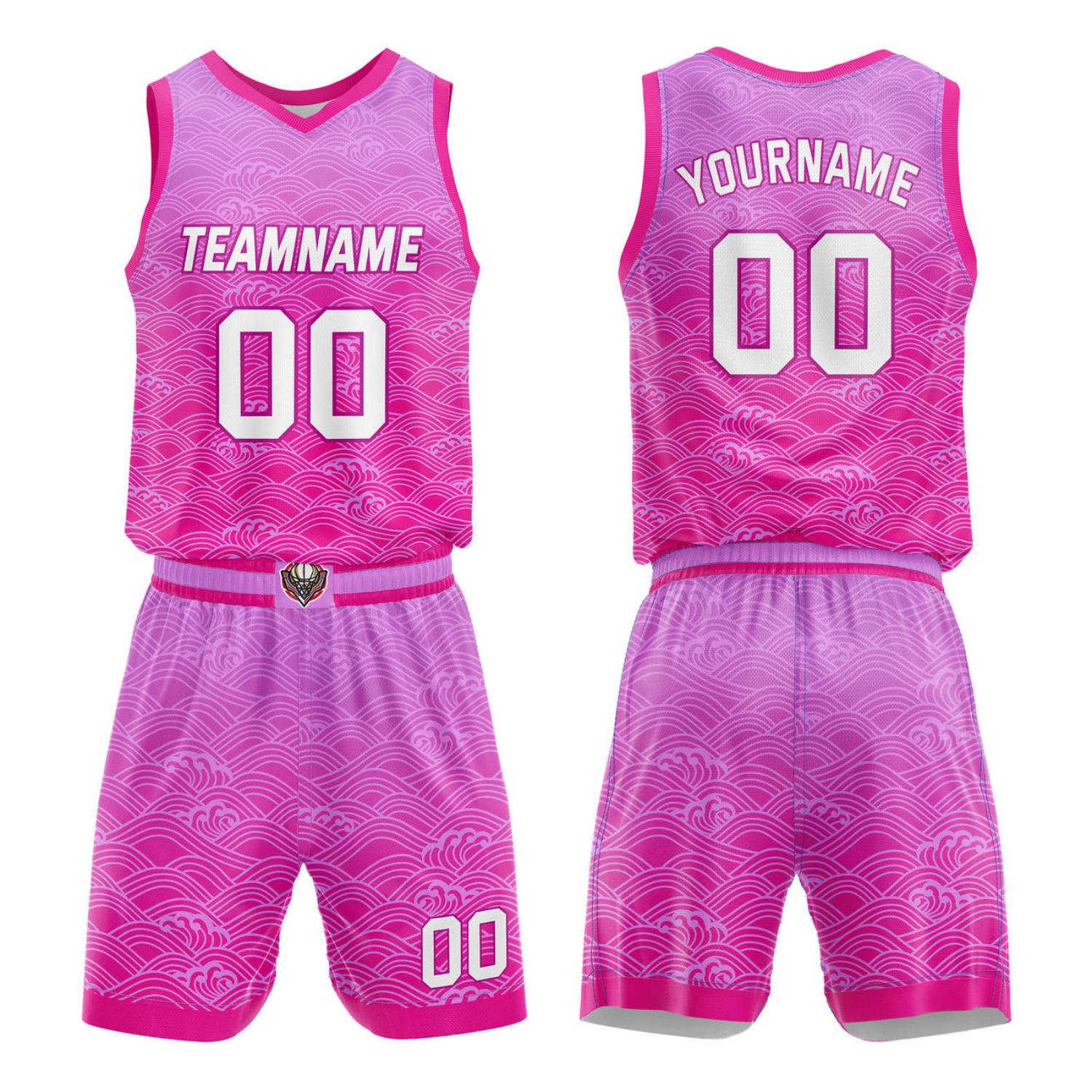 Custom Pink Gradient Wave Basketball Uniform | Personalized Team Kit - Vosoli