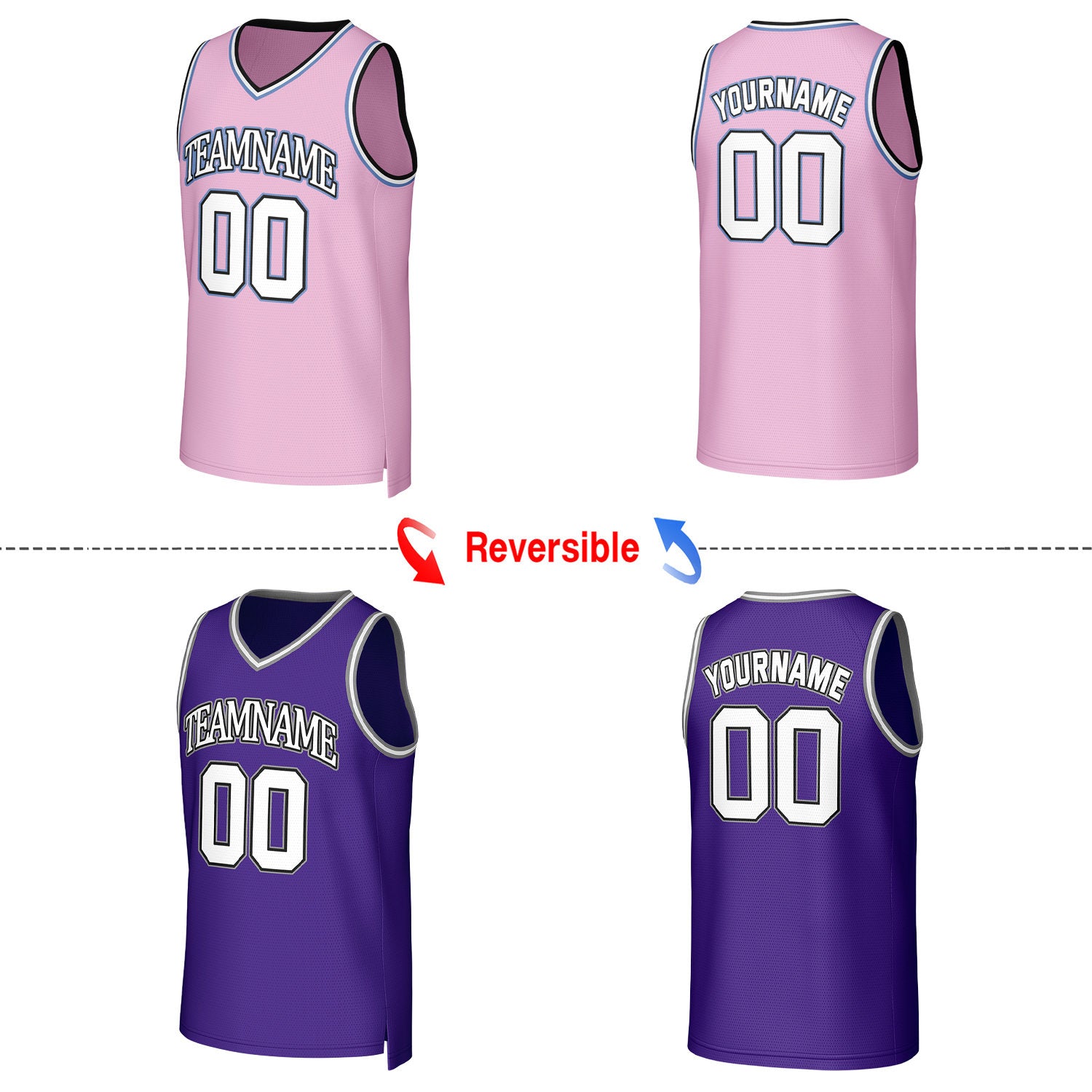Custom Pink & Purple Reversible Basketball Jersey | Personalized Team Uniform