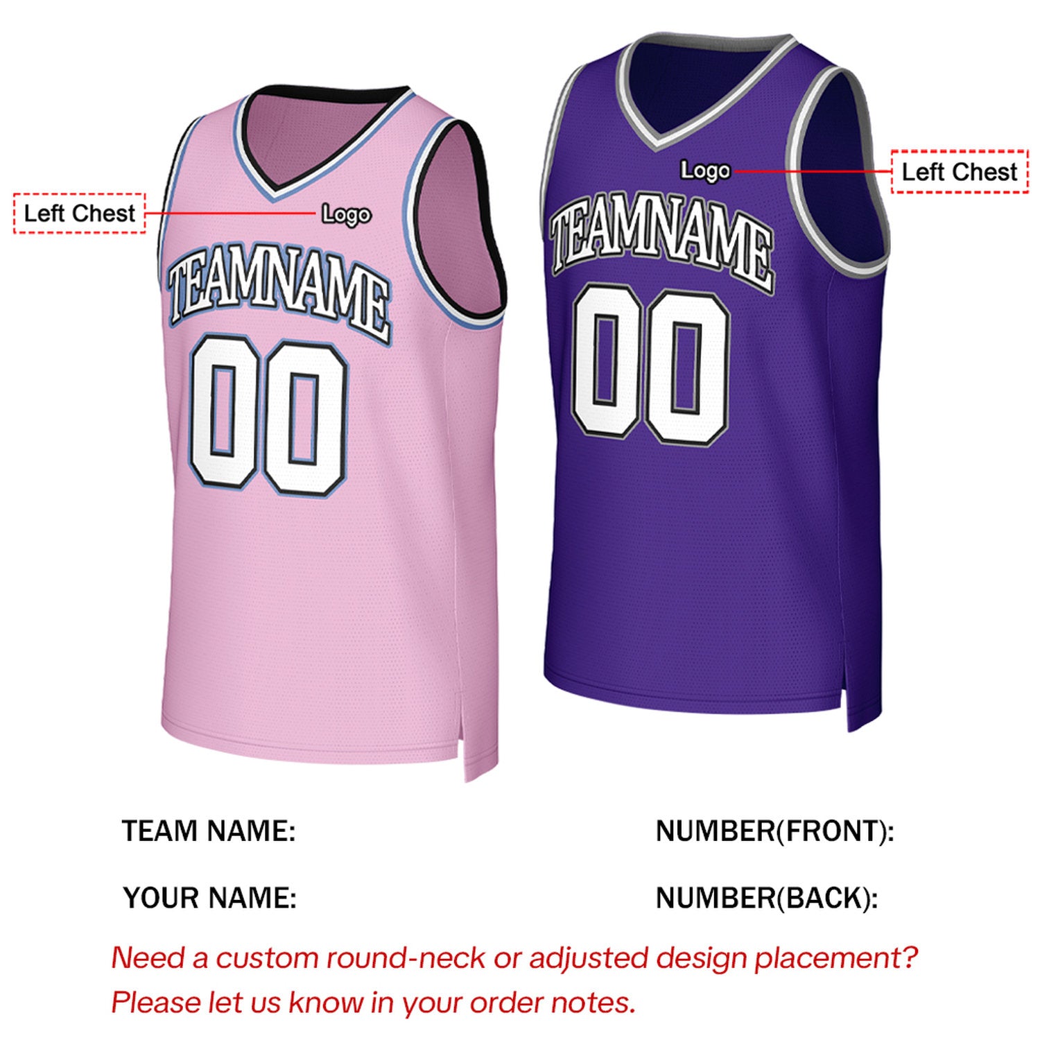 Custom Pink & Purple Reversible Basketball Jersey | Personalized Team Uniform