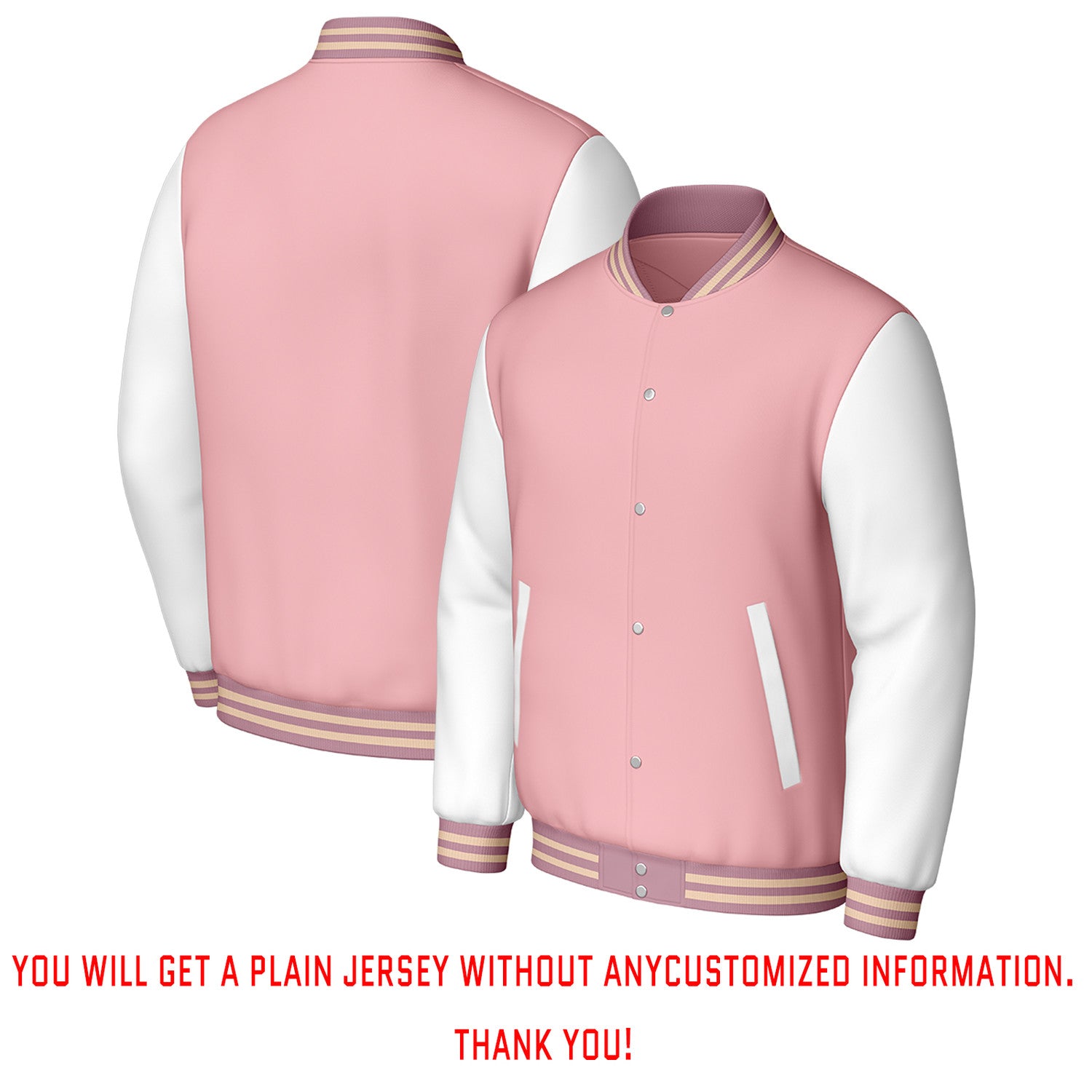 Custom Pink & White Varsity Baseball Jacket | Personalized Letterman Baseball Bomber for Adult & Youth