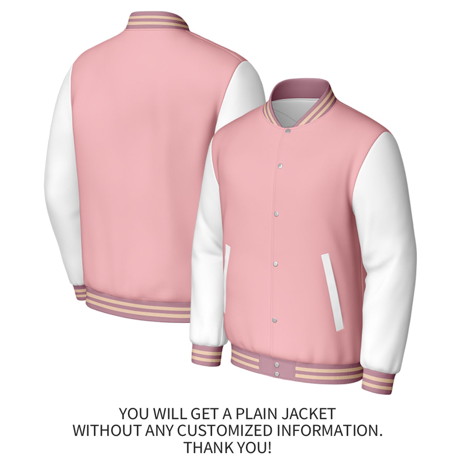 Custom Pink & White Varsity Baseball Jacket | Personalized Jacket with Stitched Name & Number for Adult & Youth