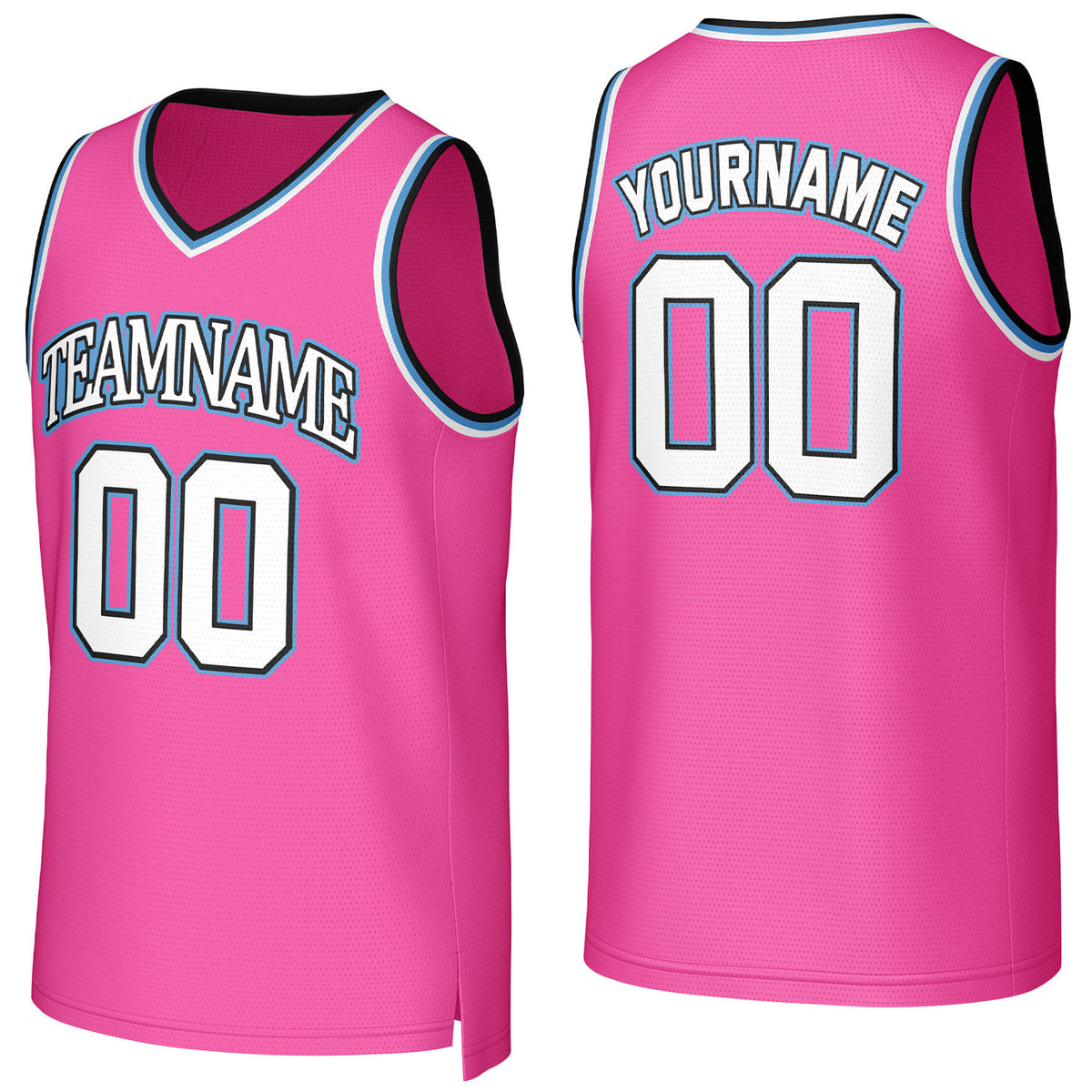 Custom pink-white mesh basketball jersey with logo, personalized name &amp; number, team uniform for men women youth game practice - Vosoli