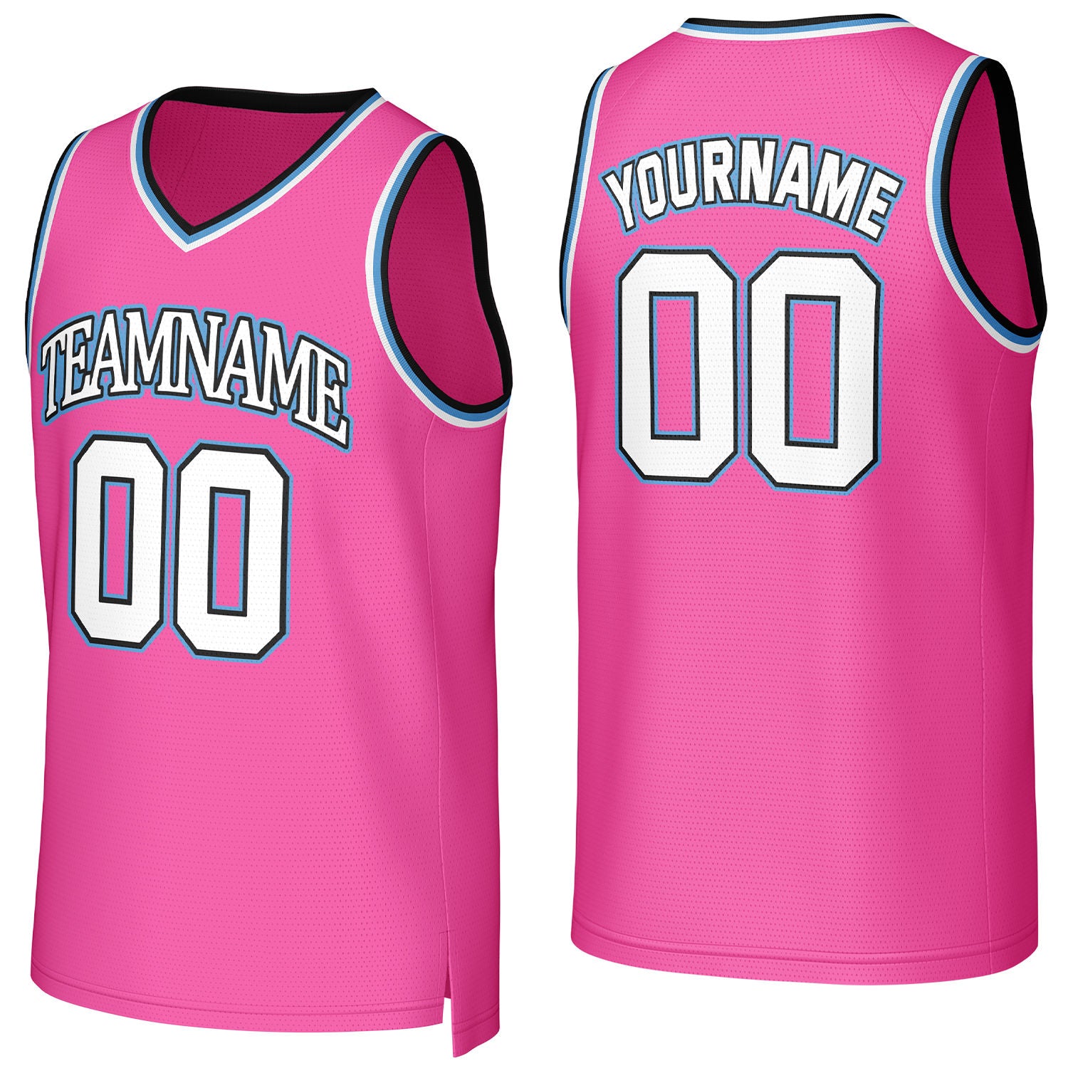 Custom pink-white mesh basketball jersey with logo, personalized name & number, team uniform for men women youth game practice - Vosoli