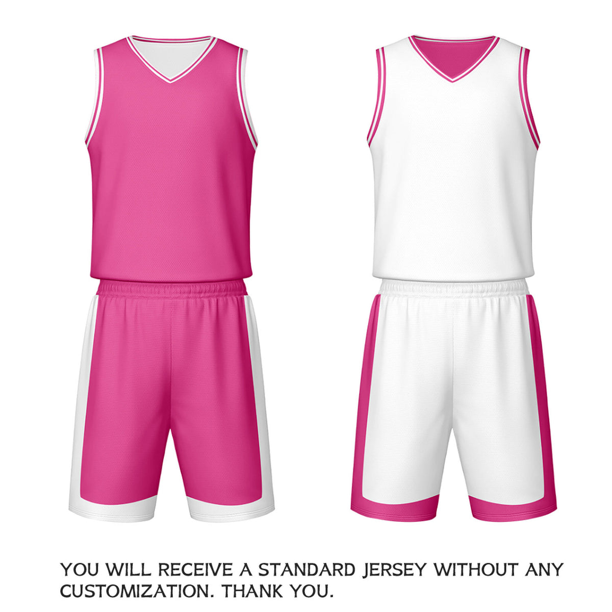 Custom Pink White Reversible Basketball Jersey Set | Personalized Name Number Mesh Sports Uniform