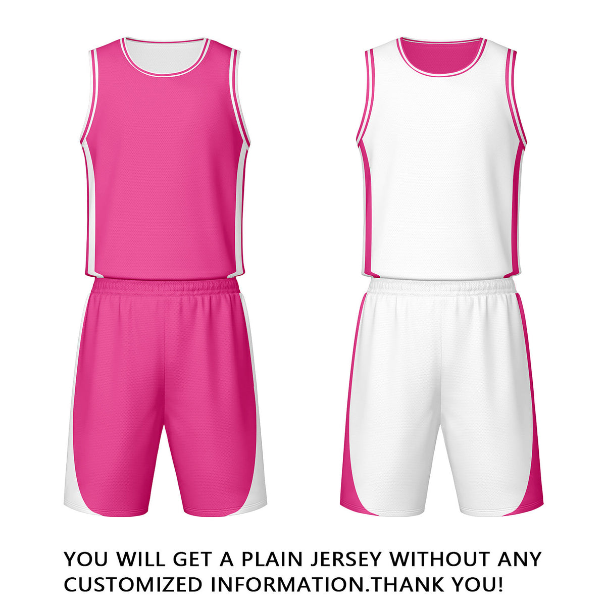 Custom Pink White Reversible Basketball Jersey Set | Personalized Name Number Mesh Sports Uniform