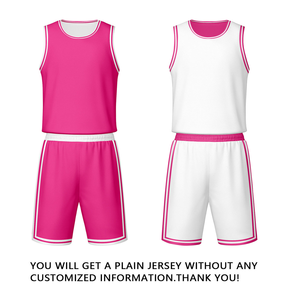 Custom Pink & White Reversible Basketball Jersey Shorts Set | Personalized Team Uniform