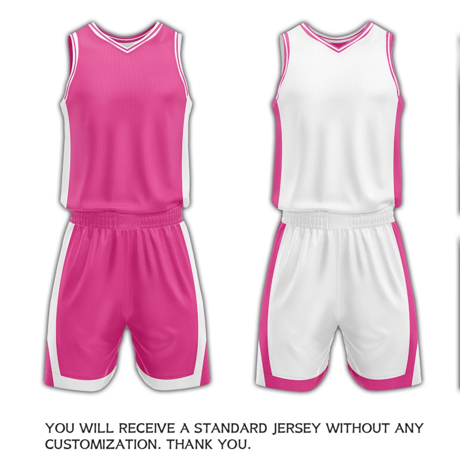 Custom Pink & White Reversible Basketball Uniform Set | Personalized Name Number Sports Jersey Shorts Kit