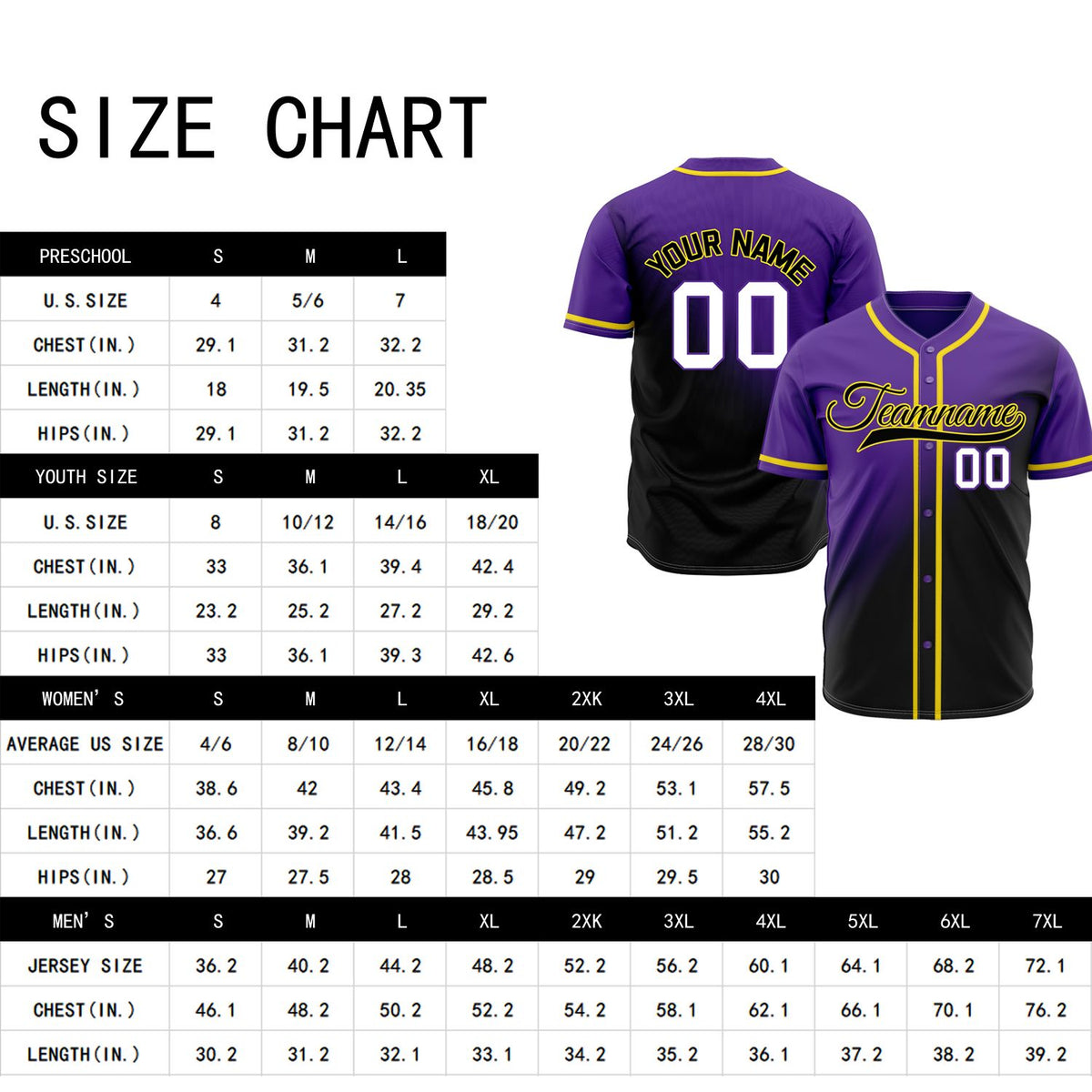 Custom Purple and Black Gradient Baseball Jersey - Personalized Team Uniforms