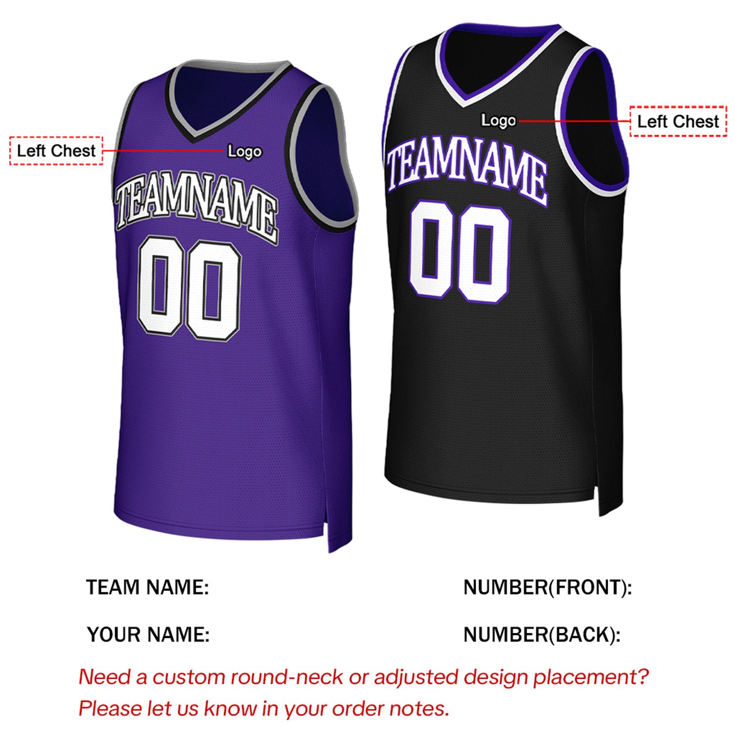 Custom Purple & Black Reversible Basketball Jersey | Personalized Team Uniform
