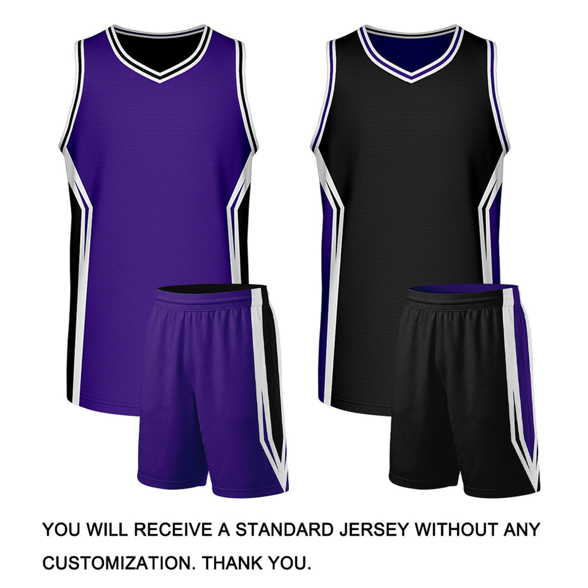 Custom Purple & Black Two Sided Basketball Uniform Set | Personalized Team Uniforms for Adult & Youth