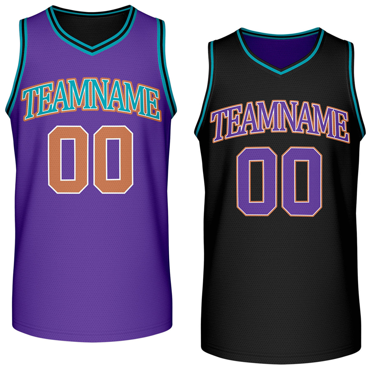 Custom reversible retro purple &amp; black basketball jersey, personalized team name &amp; number, 2-in-1 sleeveless uniform for men women youth adult game practice - Vosoli