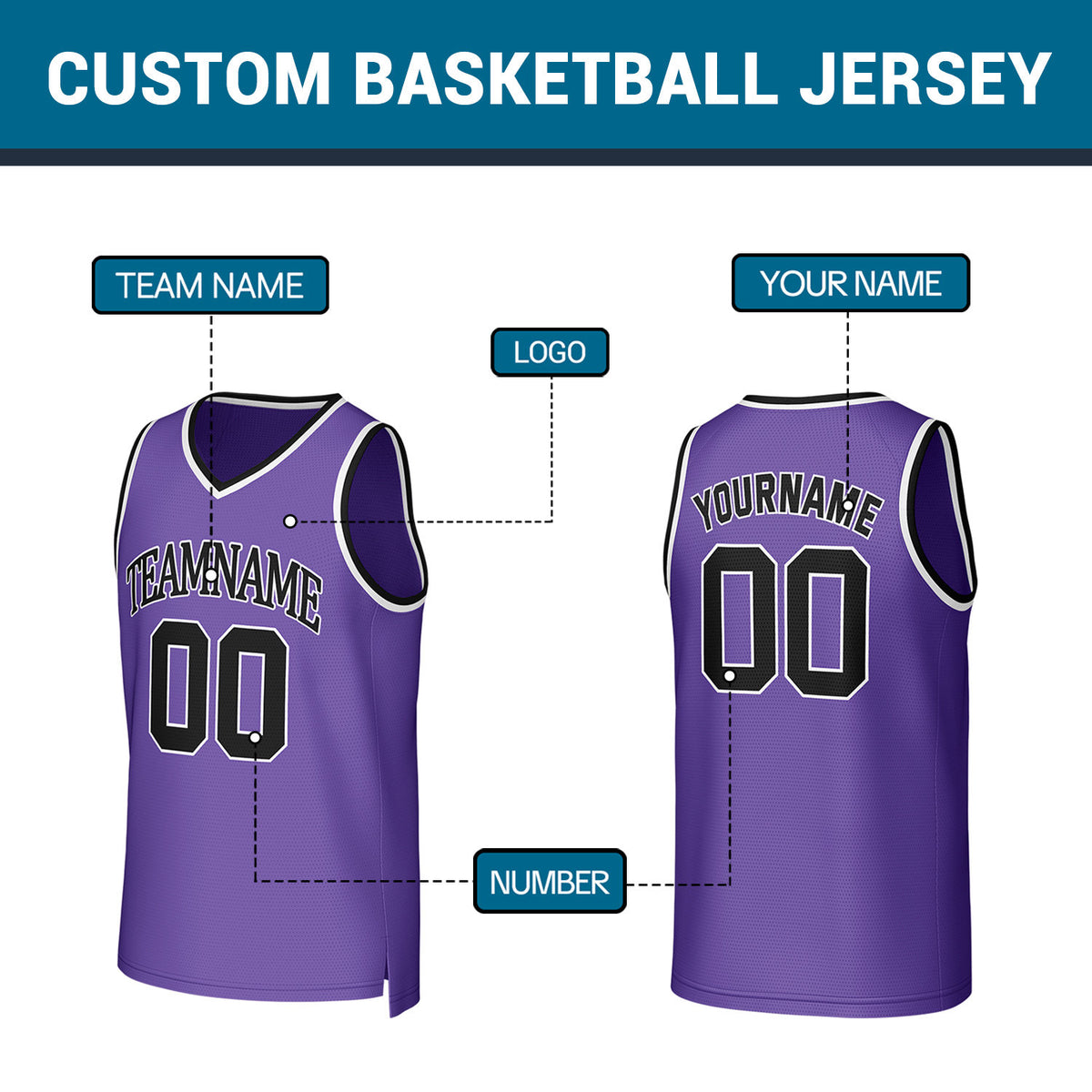 Custom Purple Black Stitched Basketball Jersey | Personalized Name Number Logo Mesh Sports Jersey