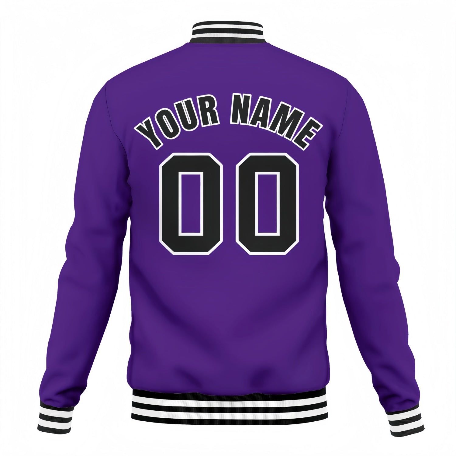 Custom Purple & Black Varsity Baseball Jacket | Personalized Team Name & Number