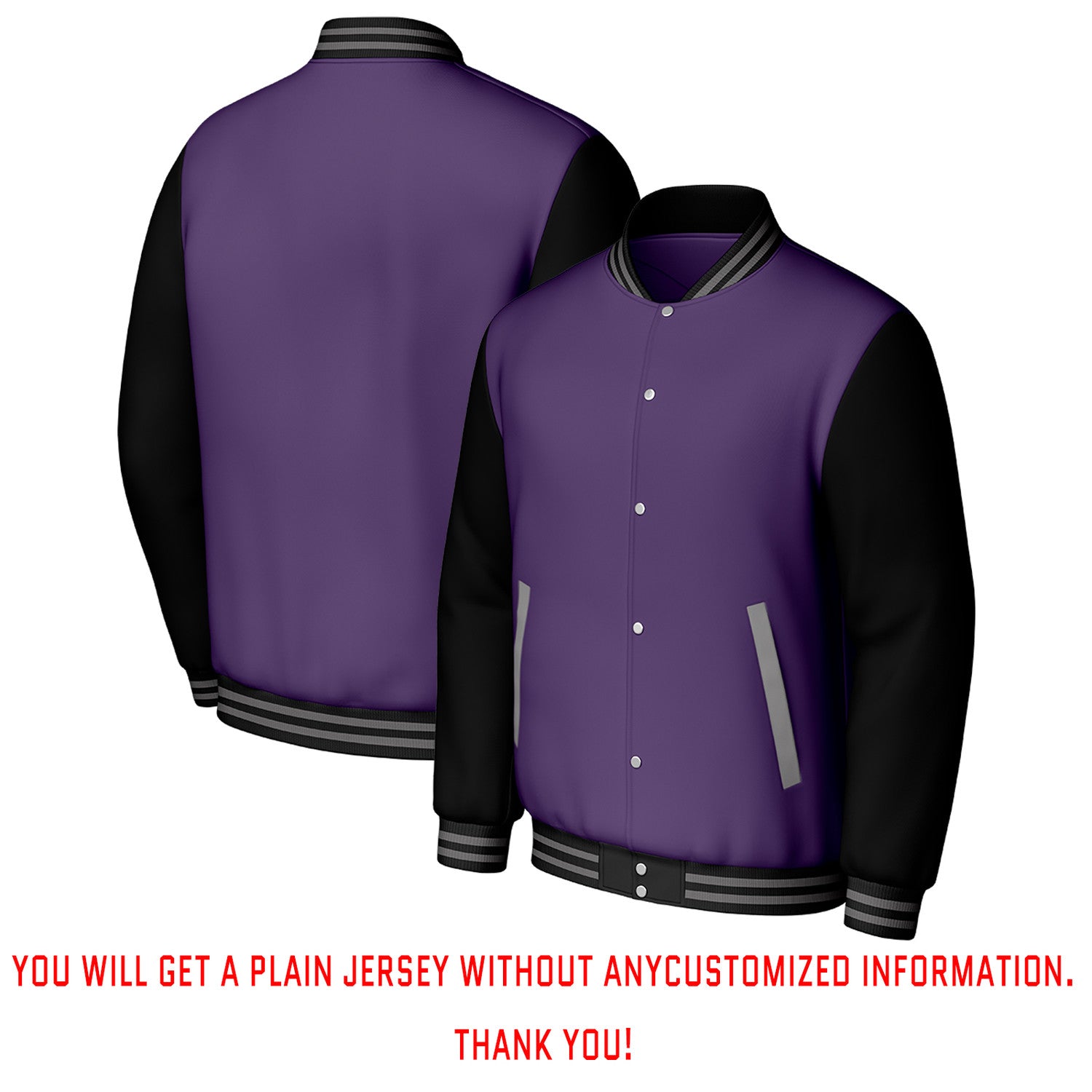 Custom Purple & Black Varsity Baseball Jacket | Personalized Letterman Baseball Bomber for Adult & Youth