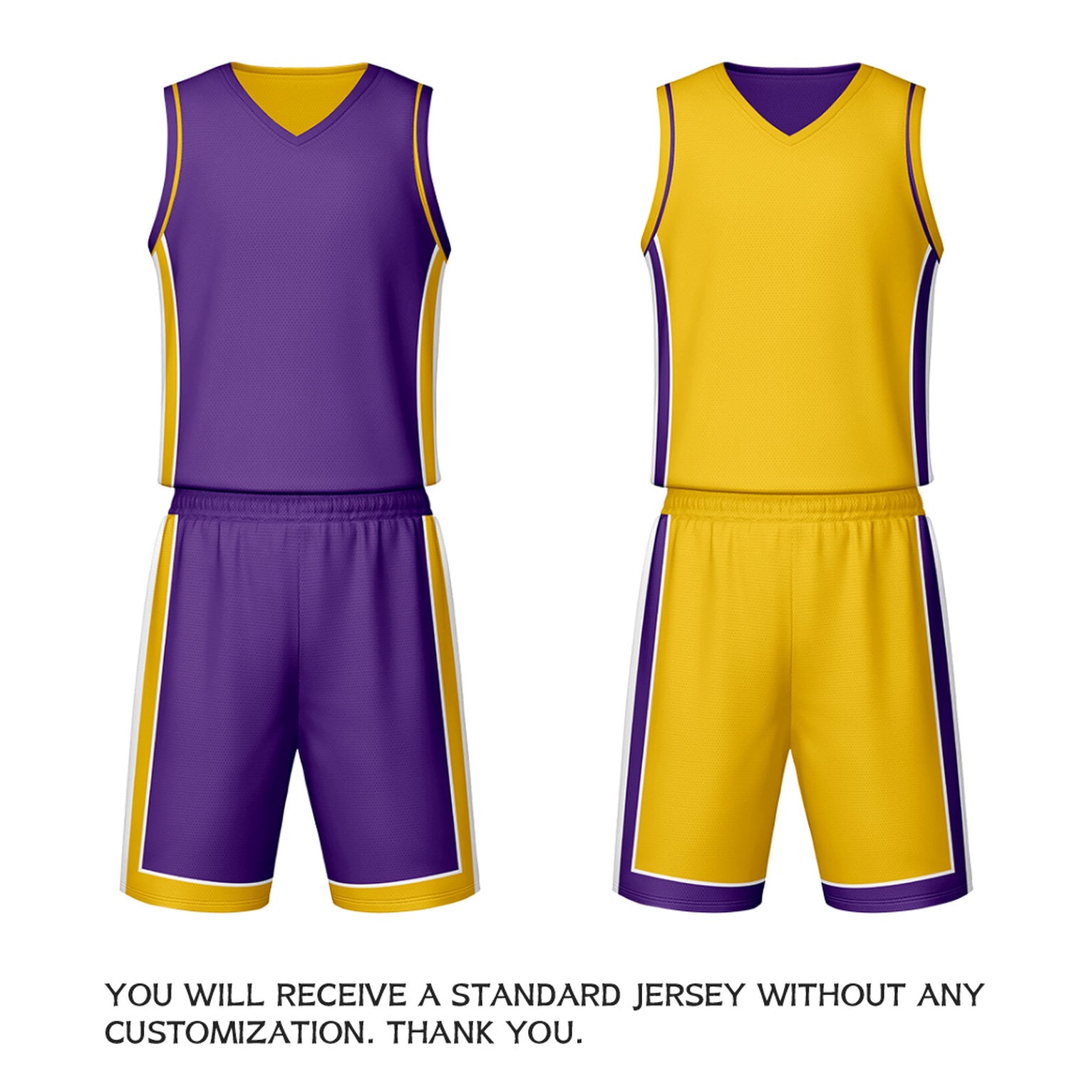 Custom Purple Gold Reversible Basketball Jersey Set | Personalized Name Number Mesh Sports Uniform