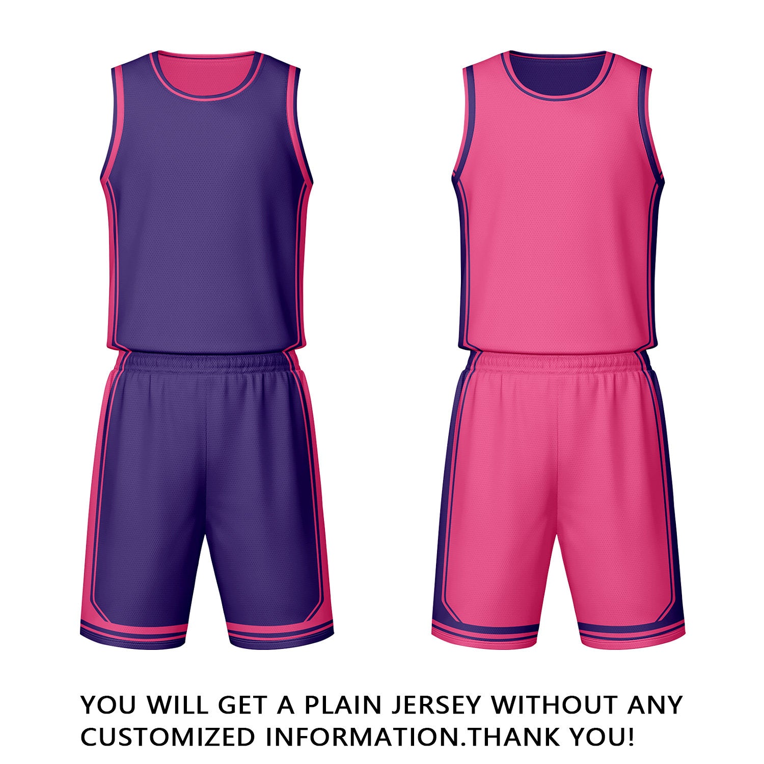 Custom Purple Hot Pink Reversible Basketball Jersey Set | Personalized Name Number Mesh Sports Uniform