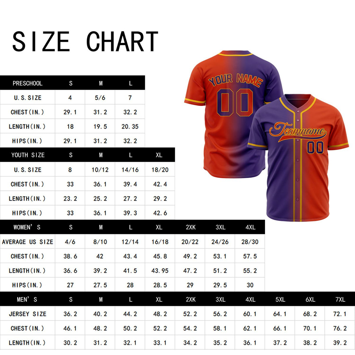 Custom Gradient Split Baseball Jersey | Personalized Two-Tone Fade Team Uniforms