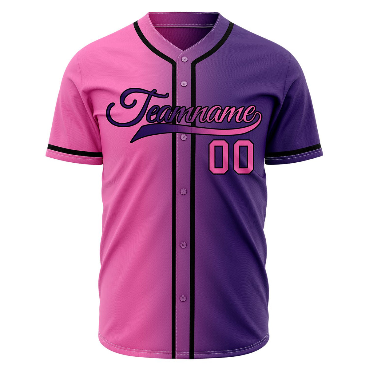 Custom Purple and Pink Gradient Baseball Jersey | Personalized Split Two-Tone Team Uniform