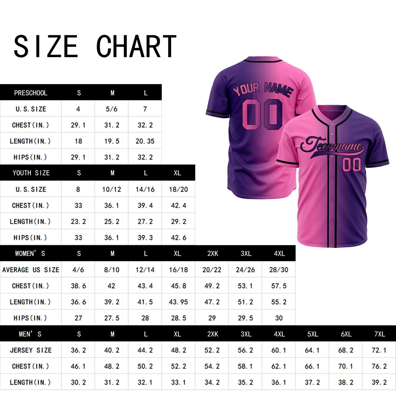 Custom Purple and Pink Gradient Baseball Jersey | Personalized Split Two-Tone Team Uniform
