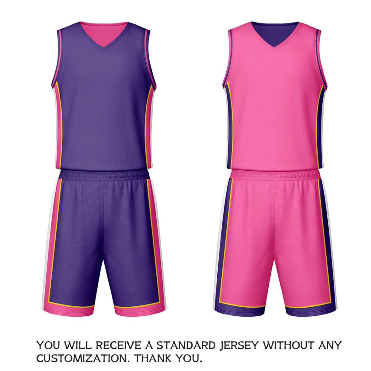 Custom Purple Pink Reversible Basketball Jersey Set | Personalized Name Number Mesh Sports Uniform