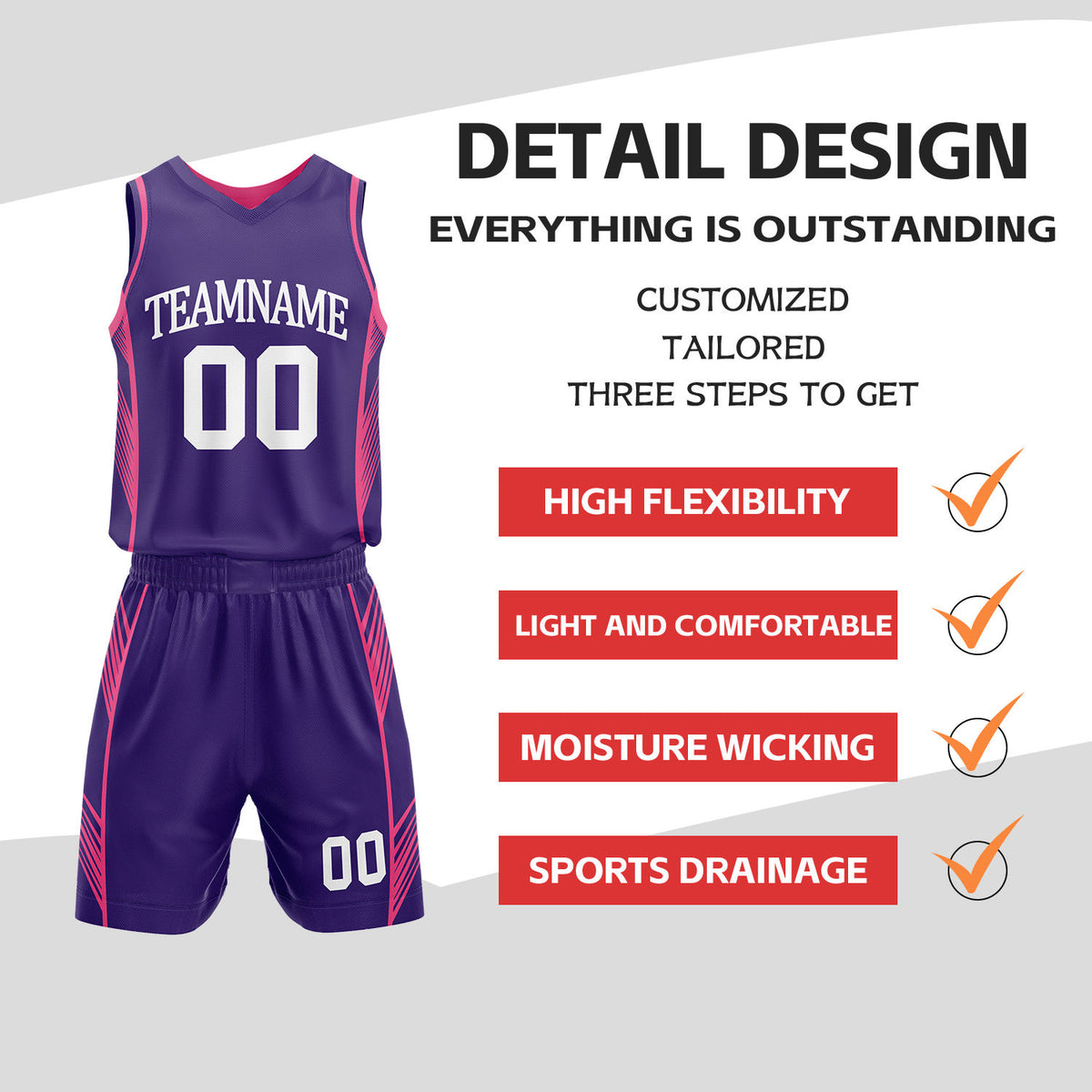 Custom Purple & Pink Reversible Basketball Uniform Set | Personalized Name Number Sports Jersey Shorts Kit