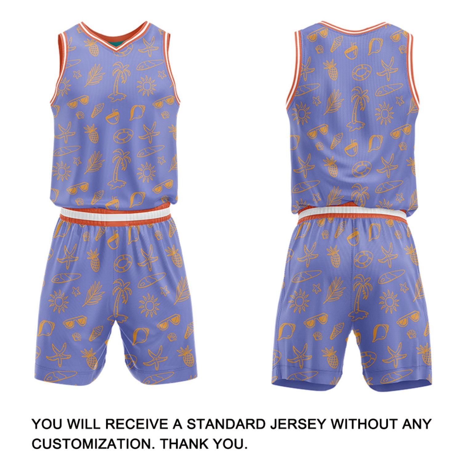 Custom Purple Summer Pattern Basketball Jersey & Shorts Set | Personalized Team Uniform