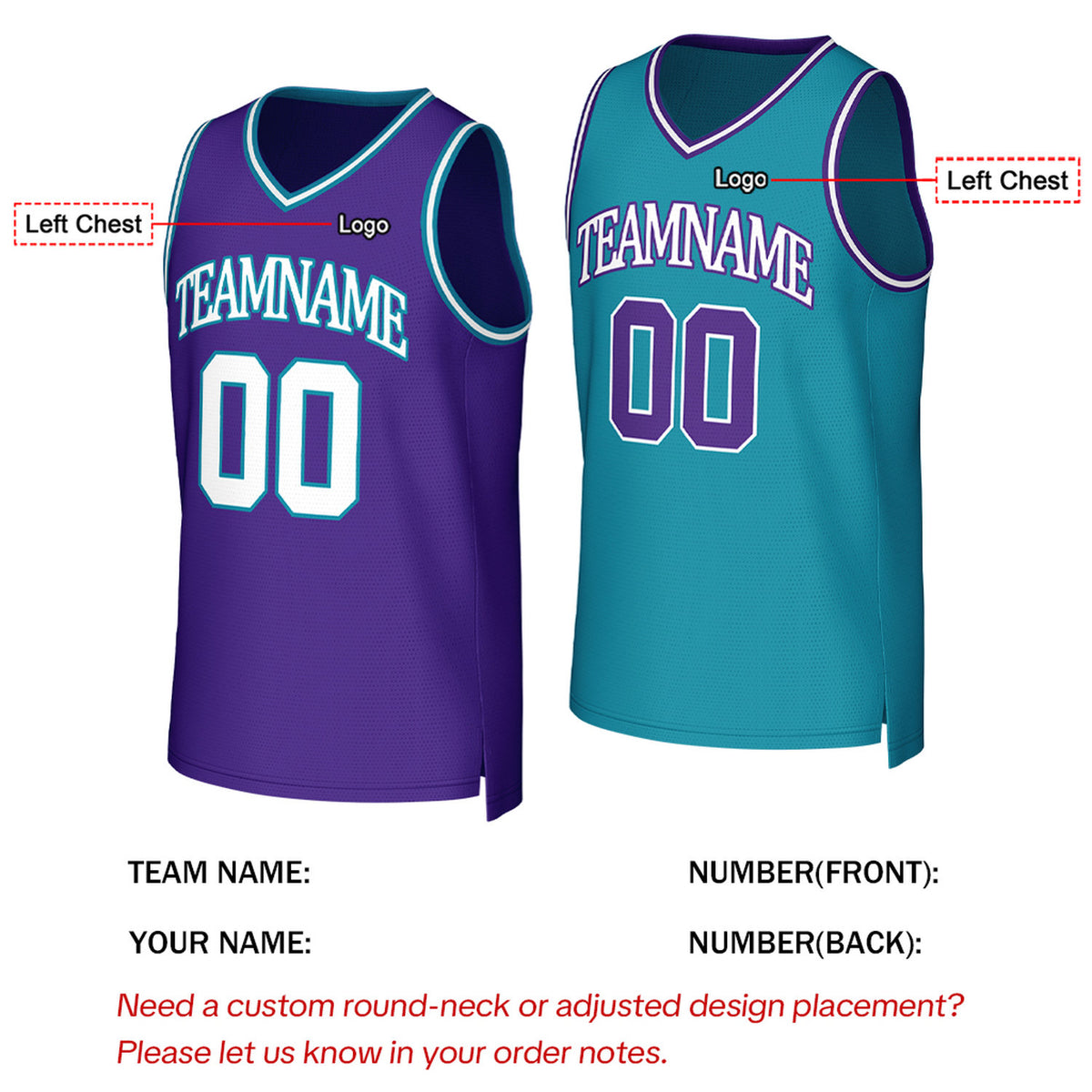 Custom Purple & Teal Reversible Basketball Jersey | Personalized Team Uniform