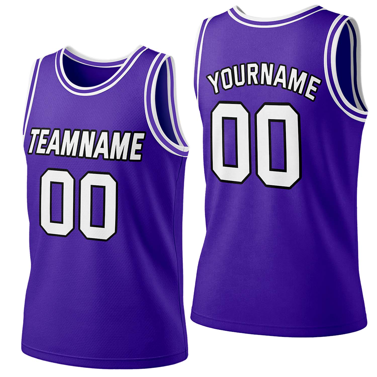Custom purple-white mesh basketball jersey by Vosoli | Personalized name & number team uniform for youth & adults