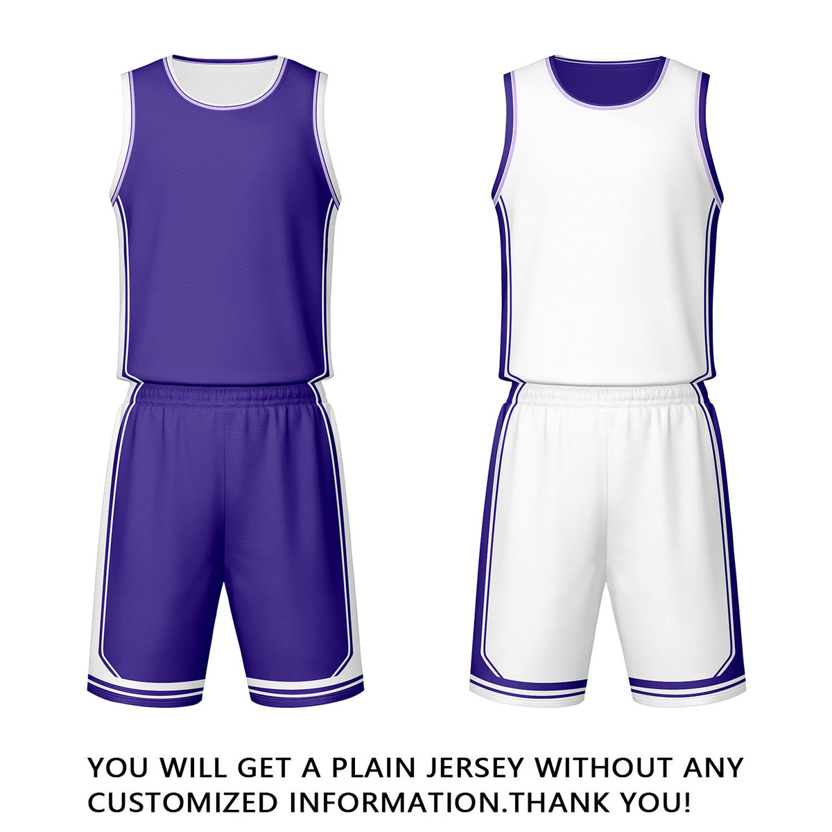 Custom Purple White Reversible Basketball Jersey Set | Personalized Name Number Mesh Sports Uniform