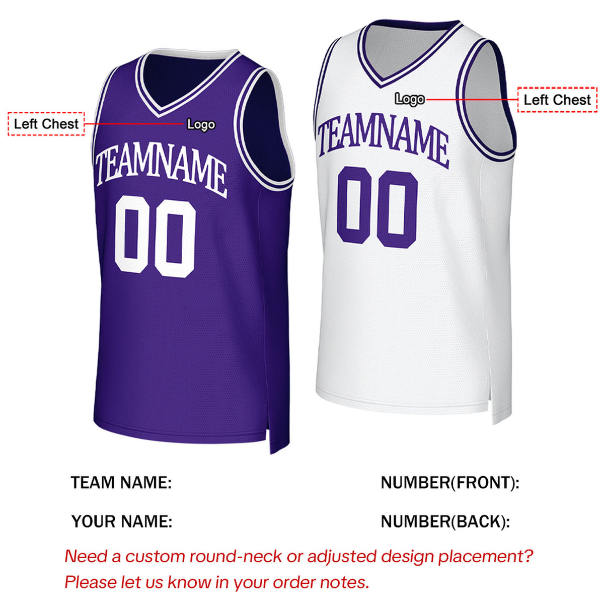 Custom Purple & White Reversible Basketball Jersey | Personalized Team Uniform