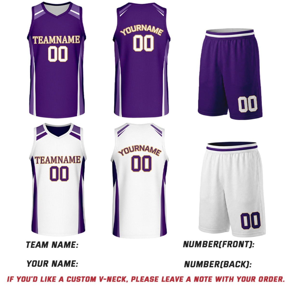 Custom Purple & White Reversible Basketball Jerseys | Personalized Team Uniforms Set for Men Women