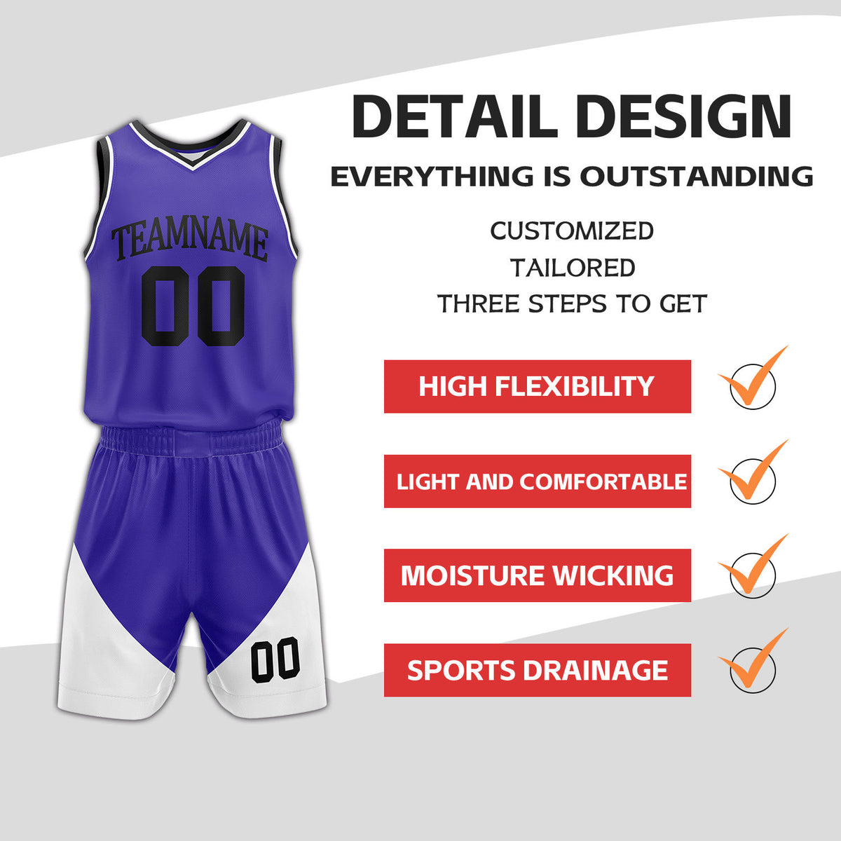 Custom Purple & White Reversible Basketball Uniform Set | Personalized Name Number Sports Jersey Shorts Kit