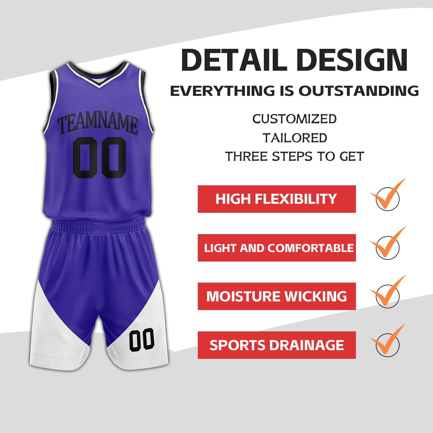 Custom Purple & White Reversible Basketball Uniform Set | Personalized Name Number Sports Jersey Shorts Kit