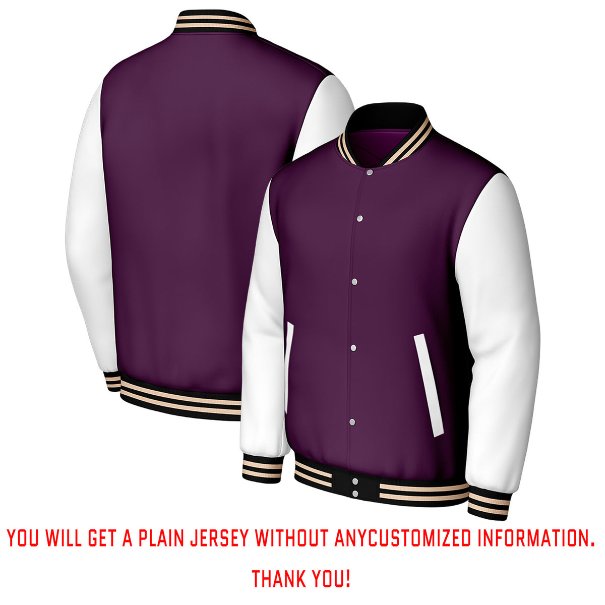 Custom Purple & White Varsity Baseball Jacket | Personalized Letterman Baseball Bomber for Adult & Youth
