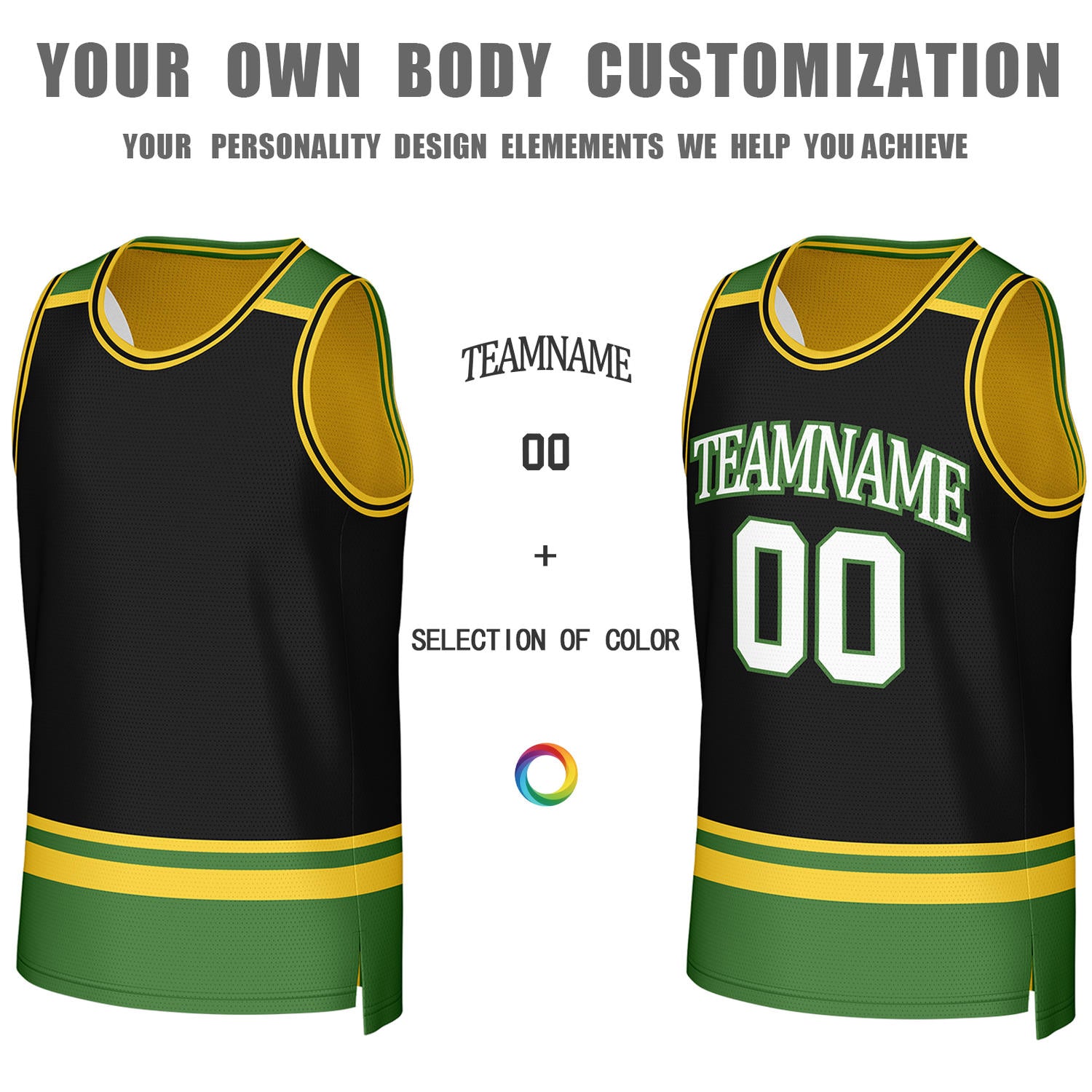 Custom Black & Yellow Striped Reversible Basketball Jersey | Personalized Team Jerseys with Name, Number & Logo