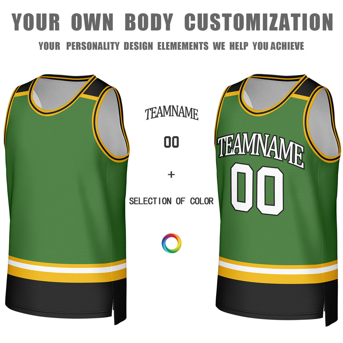 Custom White & Green Striped Reversible Basketball Jersey | Personalized Team Jerseys with Name, Number & Logo