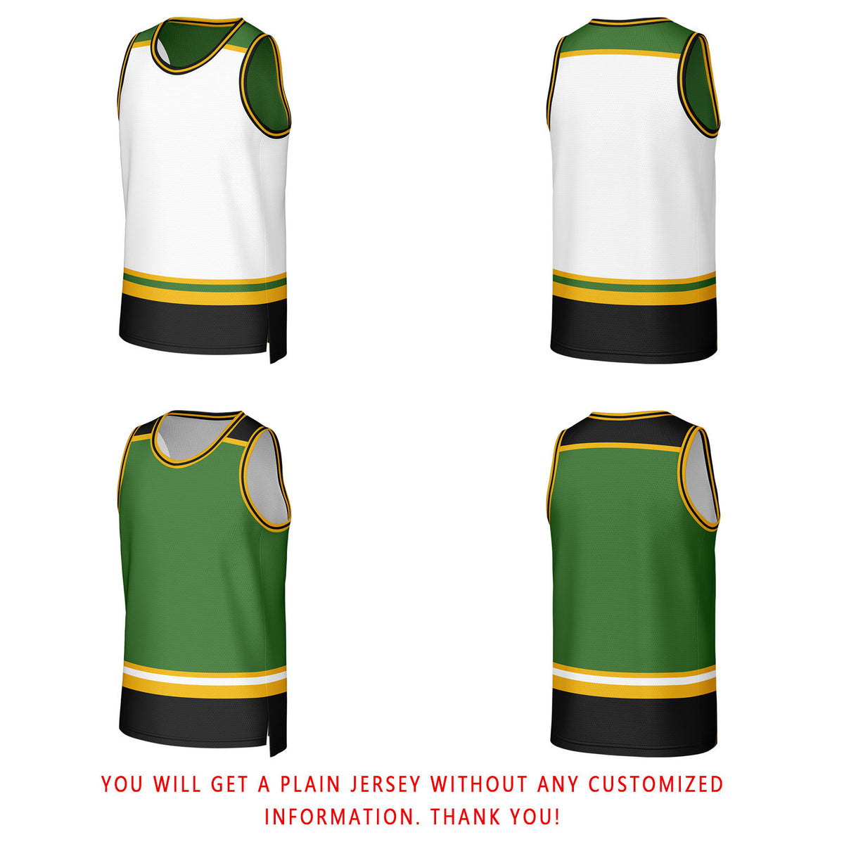Custom White & Green Striped Reversible Basketball Jersey | Personalized Team Jerseys with Name, Number & Logo